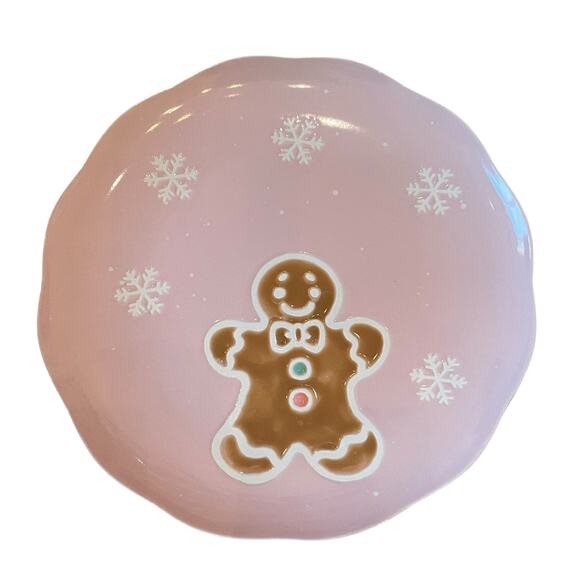 (4) Eli + Ana PINK GINGERBREAD HOUSE Salad Plates 8.5in Ceramic Christmas NEW - Picture 12 of 15
